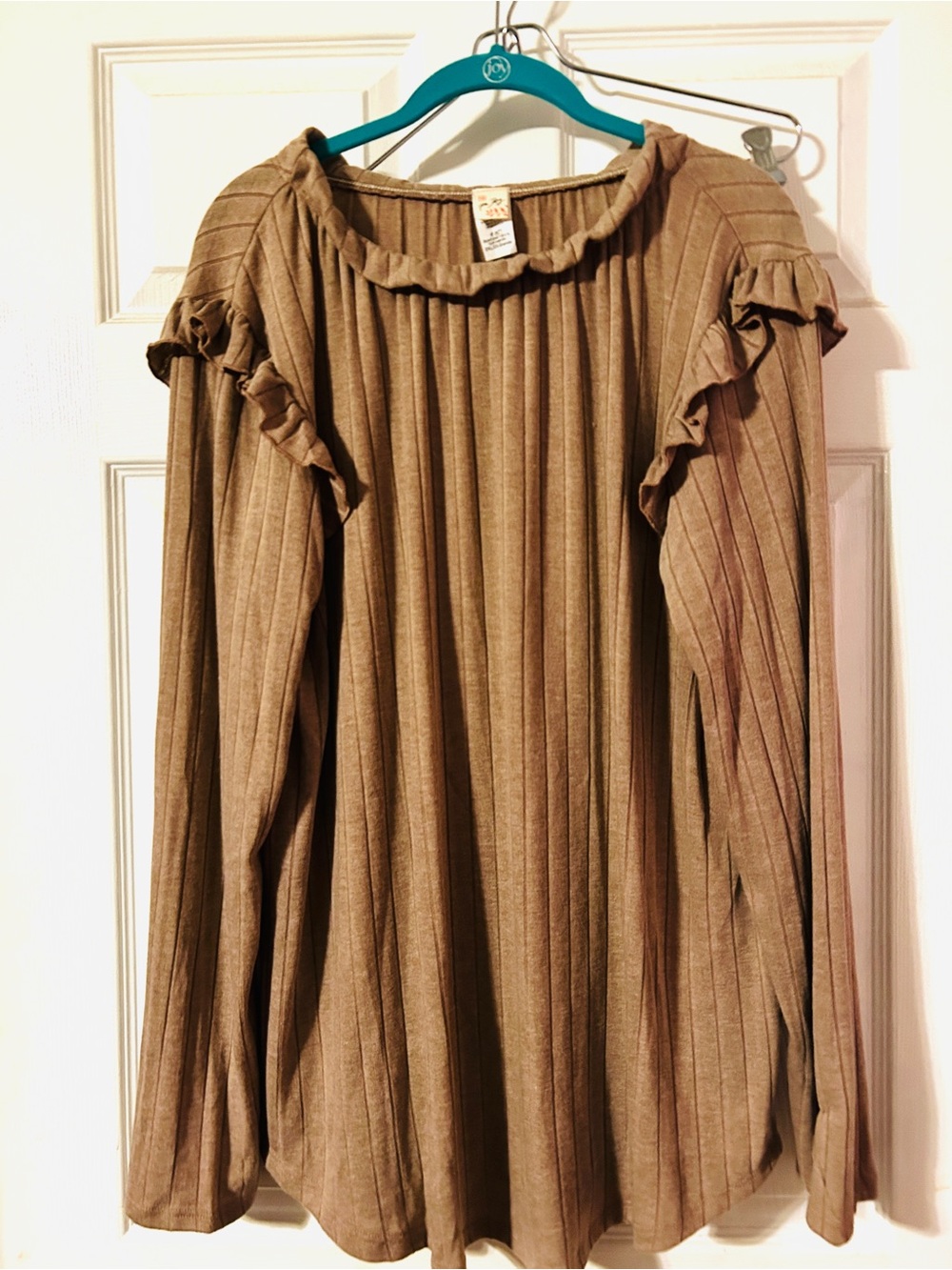 7th Ray Ribbed Knit Top in Taupe Brown